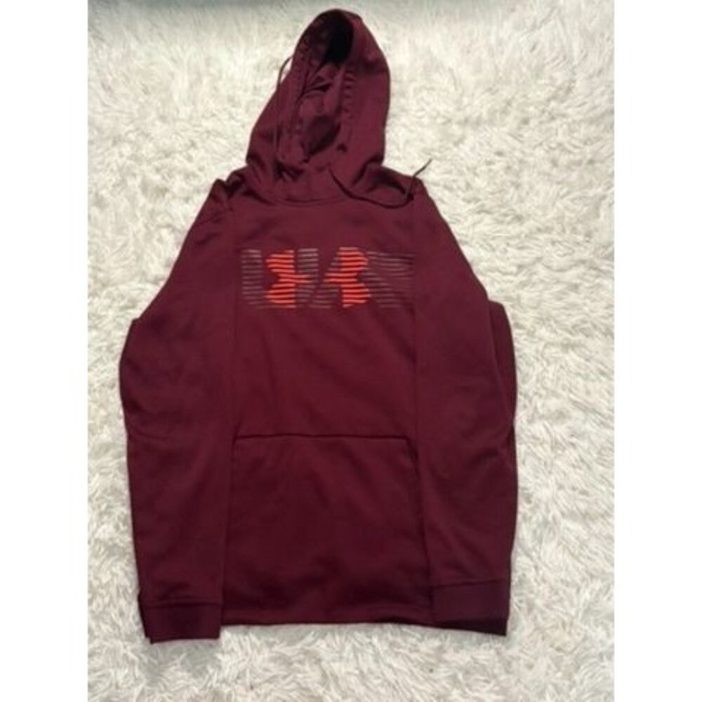 Under Armour Mens ColdGear Loose Fit Hoodie Sz L Maroon Pullover